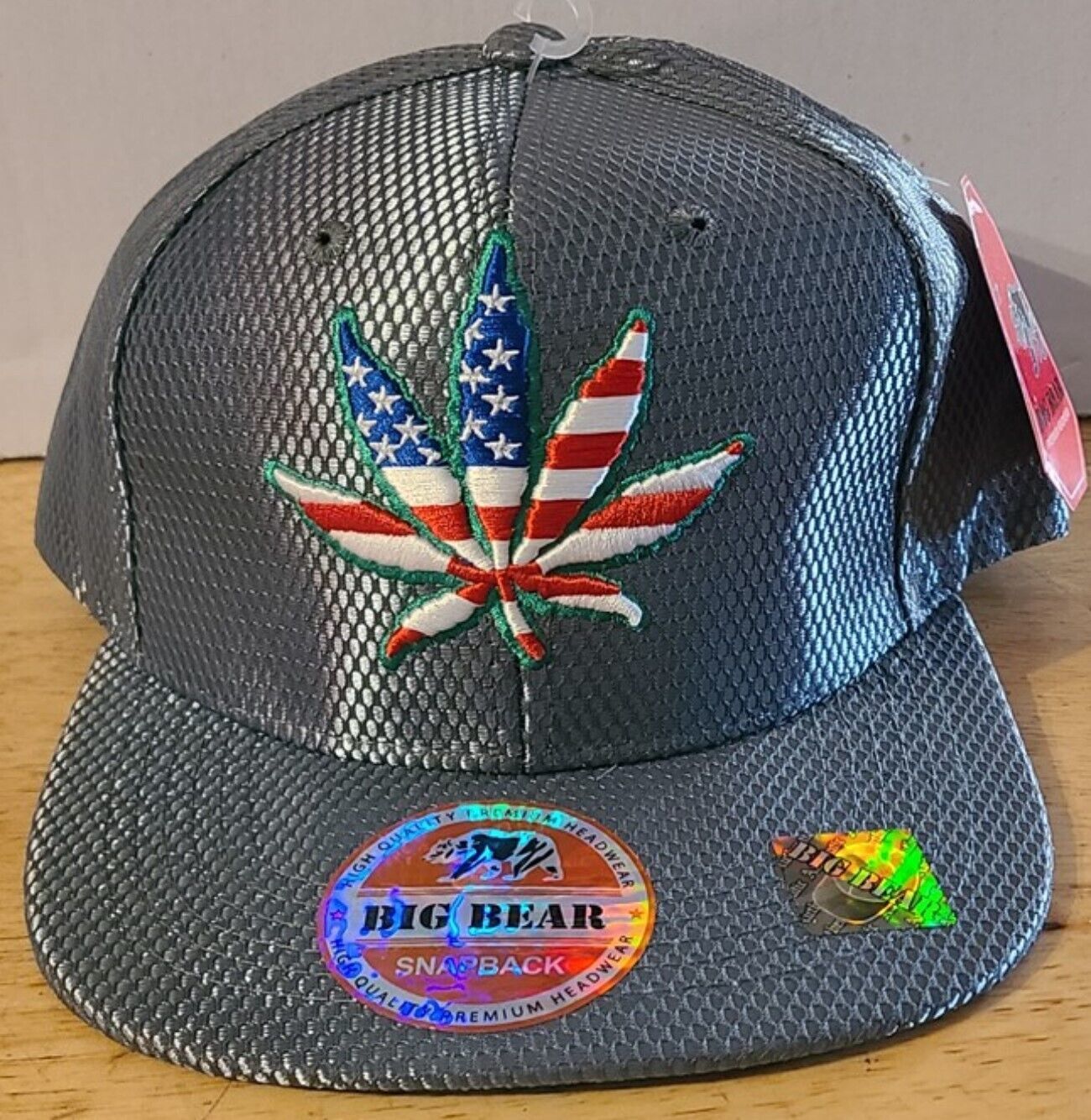 Primary image for MARIJUANA LEAF AMERICAN FLAG USA GO GREEN SNAPBACK BASEBALL CAP ( GRAY )