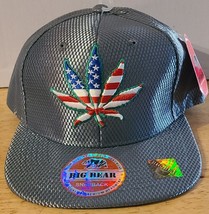 MARIJUANA LEAF AMERICAN FLAG USA GO GREEN SNAPBACK BASEBALL CAP ( GRAY ) - £13.02 GBP