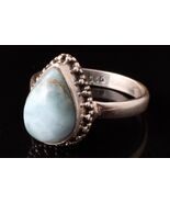 925 Sterling Silver Larimar Gemstone Rose Gold/Gold Plated Wedding Ring ... - $50.30+