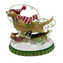 Pier 1 Christmas Metal Dog Figurine Wine Charm Holder NO WINE CHARMS 8.5... - $32.05 CAD