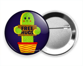 Free Hugs Happy Funny Cactus Joke Outgoing Person Pinback Pin Button Gift Idea - £9.90 GBP+