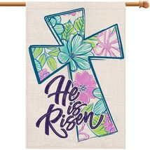 He is Risen Cross Easter Garden Flag 12x18 Inch Double Sided Outdoor Decor - $139.46 MXN