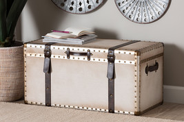 Eira Weathered White Canvas Storage Trunk - $2,359.70 MXN