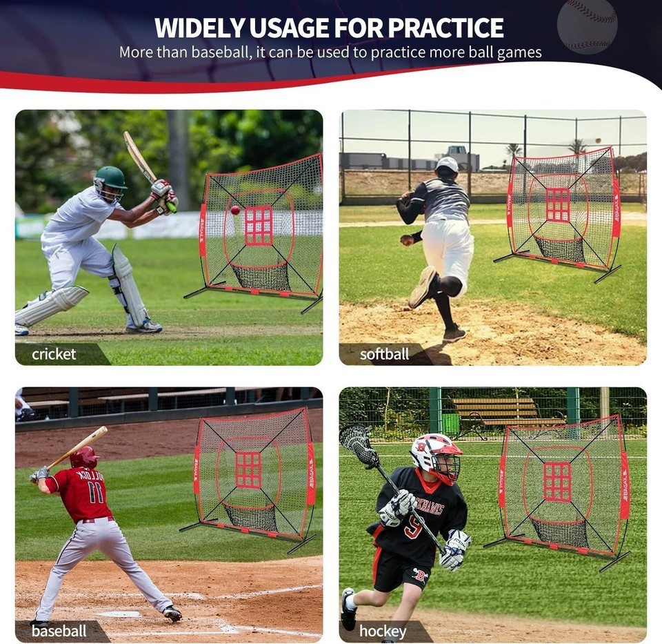 Durable 7x7 ft Baseball & Softball Practice Net with Batting Tee & Carry Bag Item image 9