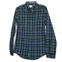 Goodfellow Button Up Collared Shirt ~ S ~ Green, Blue, Red Plaid~ Long Sleeve - £13.66 GBP