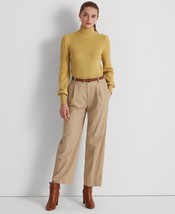 Lauren Ralph Lauren Women&#39;s Petite Ribbed Mock Neck Sweater Gold B4HP - £37.81 GBP