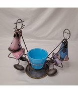 Vintage Blue Boy &amp; Pink Girl On Seesaw Planter or Small Candle Holder Me... - £11.09 GBP