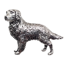 Golden Retriever Pin Badge Brooch Pewter Family Pet Happy Dog Badge By A R Brown - £6.30 GBP