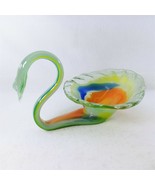 Swan Hand Blown Art Glass Bowl Artisan Made - £58.64 GBP
