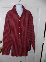 CHAPS Maroon Striped Button-Down Long Sleeve Shirt Size L (14/16) Boy&#39;s EUC - £11.62 GBP