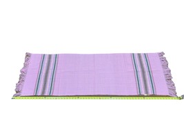 Vintage Linen Pink Cotton Table Runner Scarf  w/ Fringe 18x60” Embroider... - £22.39 GBP