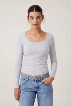 Staple Rib Scoop Neck Long Sleeve Top - £9.53 GBP