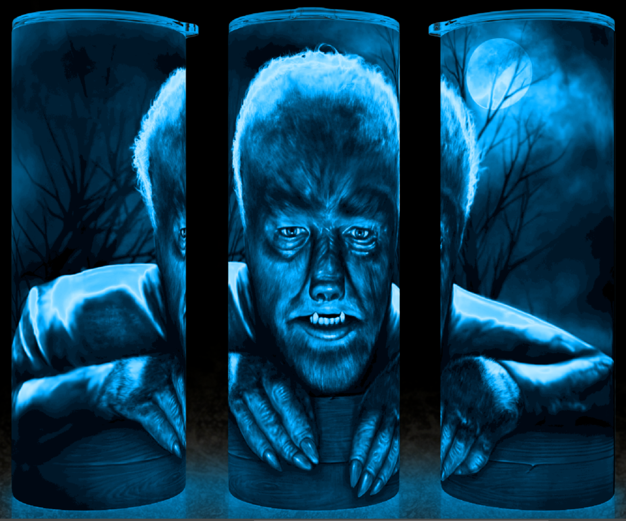 Primary image for Glow in the Dark Universal Monsters Wolf Man Black and White Cup Mug Tumbler