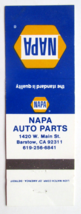 Napa Auto Parts - Barstow, California 20 Strike Matchbook Cover Matchcover CA - £1.37 GBP