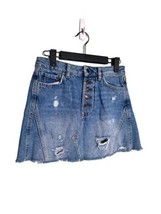 We The Free Denim A-Line Distressed Button Fly Mini Skirt size 25 OB826306 - $23.36