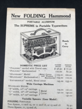 1920s Hammond Typewriter Folding Portable Aluminum Price List Booklet 3.5&quot;x8.5&quot; - £9.74 GBP