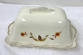 Vintage Hall Jewel Tea Autumn Leaf 1 lb Regular Ruffle Top Butter Dish - $94.05