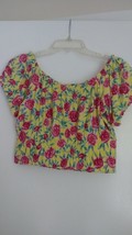 Derek Heart Juniors Yellow Multicolor Floral Elastic neck/waistband S/Sl... - $7.50