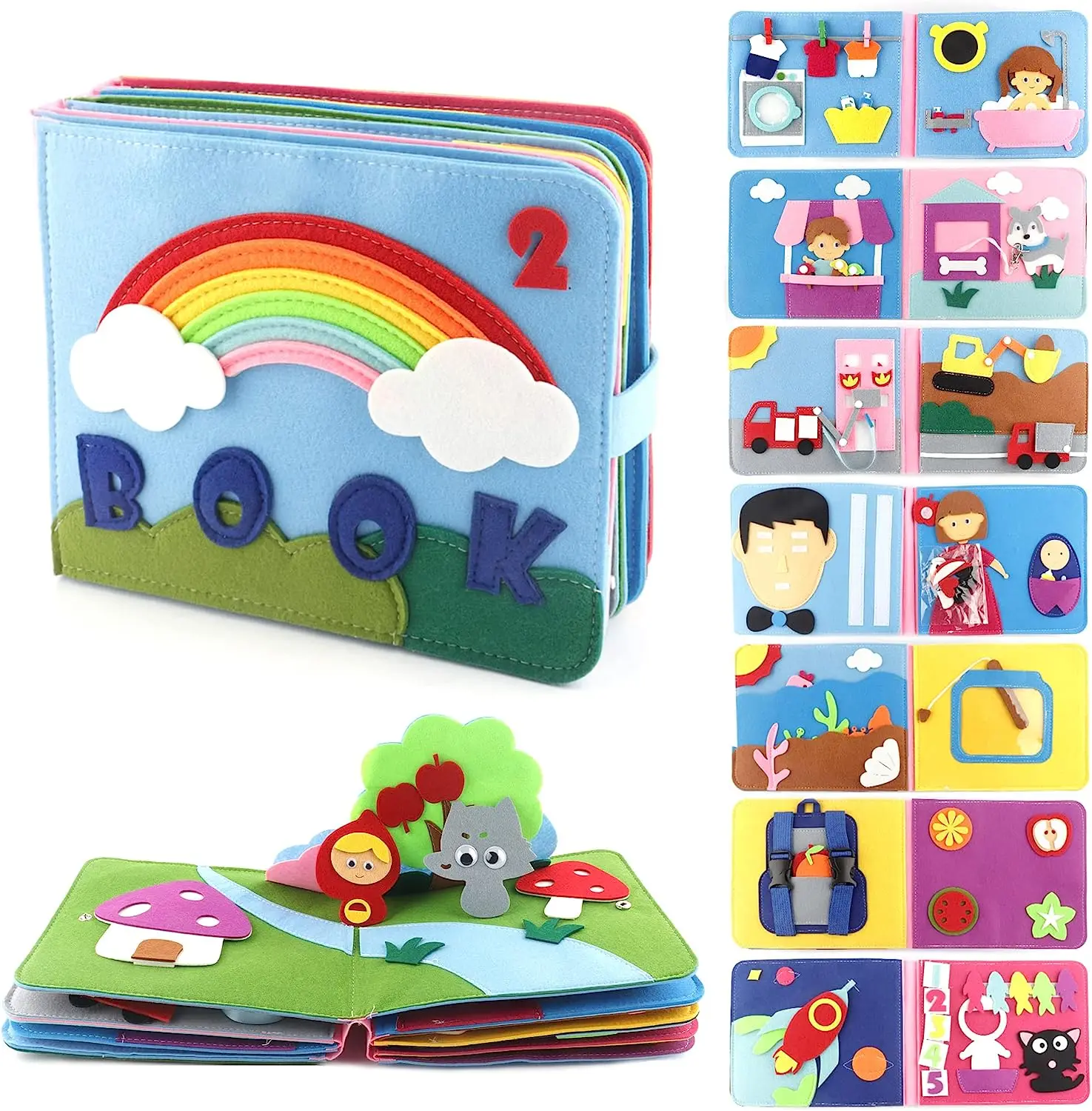 Montessori Toddlers Busy Boardm 3D Felt Books Preschool Daily Life  Storytelling - £23.57 GBP+