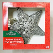 Kurt Adler 10-Inch Silver Star Treetop w/ 20 Mini UL Lights~Christmas Tree Decor - £16.96 GBP