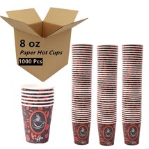 1000 Ct Disposable Paper Hot Coffee Cups Coffee Bean Design WHOLESALE LO... - £53.57 GBP