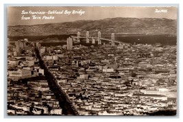 RPPC  San Francisco Oakland Bay Bridge Fron Twin Peaks CA UNP Postcard V10 - £3.12 GBP