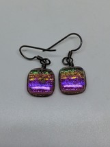 Vintage Sterling Silver 925 Pink Resin Rainbow Dangle Earrings - $14.99