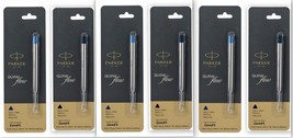 3 Blue and 3 Black Parker Quink Flow Ball Point Pen Refills BallPen Medi... - $241.64 MXN
