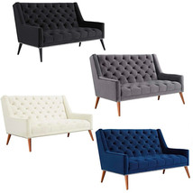Velvet Love Seat Banquette Antique Nickel Nail Head Trim Black, Gray, Iv... - $579.95+