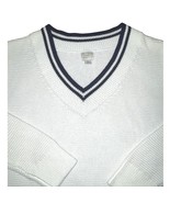 Cricket V Neck Sweater White Navy Blue Sweater Preppy Holiday Size Large - $38.67 CAD