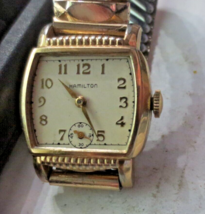 Vintage Hamilton Men&#39;s Mechanical Watch 987-E 10k Gold Filled Art Deco - $121.38