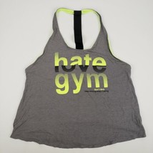 #EVCR T-Back Work Out Tank Top HATE/LOVE GYM Grey Stripe Size XL - $9.89