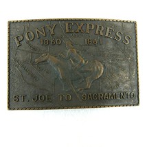 Vintage 1970s Pony Express Belt Buckle St Joe Sacramento US Mail Western Cowboy - £15.84 GBP