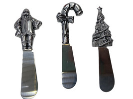 Christmas Holiday 3 Set Canapé Knives / Cheese Spreaders Stainless Steel - $16.69