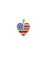 American Flag Color Enamel Gold Heart Charm/Pendant for Jewelry Making S... - $10.00