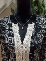 Merona Black &amp; White Elephant Batik Print Long Sleeve 100% Rayon Dress Small - £22.43 GBP