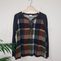 143 Story | Plaid Lace-Up Detail Sweater, size medium - $15.47