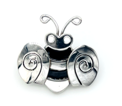 Vintage Best Silver Tone Black Enamel Bumblebee Pendant Brooch Pin - $17.82
