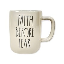 Rae Dunn Faith Before Fear White Coffee Mug Artisan Collection by Magenta - £11.72 GBP