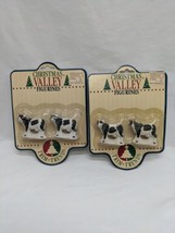 Lot Of (2) Christmas Valley Cow Figurines Holiday Village Accessory  - $53.45