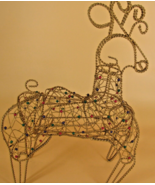 19&quot; Tall Gold Wired Reindeer With Multicolored Beads- Festive! - £21.78 GBP