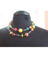 Brightly Multi-Colored Beaded Necklace Two Strand Adjustable Gently Used - £7.91 GBP