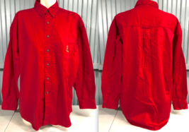 Ralph Lauren Chaps Red Cotton L/S Mens Button Logo Shirt Size Large 25&quot; ... - £11.22 GBP