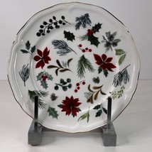 1 Salad Plate GRACE TEAWARE CHRISTMAS POINSETTIA  HOLLYBERRY 8&quot; NEW - $13.81