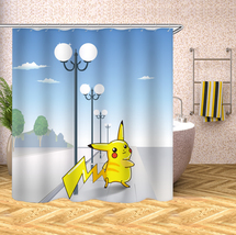 Pokemon Pikachu Polyester Waterproof Shower Curtain Bathroom Curtain W/Hooks 70&quot; - £13.47 GBP+