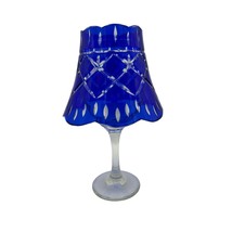 Vintage Cobalt Blue Cute to Clear Glass Crystal  Shade, Candle Shade Can... - £35.61 GBP