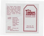 The Timbers Supper Club Menu Platteville Wisconsin 1980&#39;s - £14.24 GBP