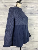Chicos 0 Mix Foil Melanie Pullover Sweater Womens S 4 Blue Zip Back 3/4 ... - $16.20