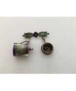 Vintage sterling Topazio filigree enamel brooch mini coffee pot, cup &amp; s... - €72,55 EUR