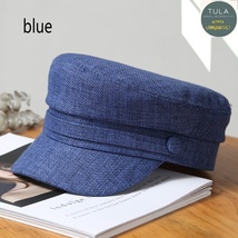 Women&#39;s cotton and linen navy hat - £12.78 GBP